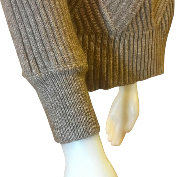 Women's Diamond-Rib Mid-Weight Mock Neck Sweater, S, Neutral Taupe - Picture 6 of 13